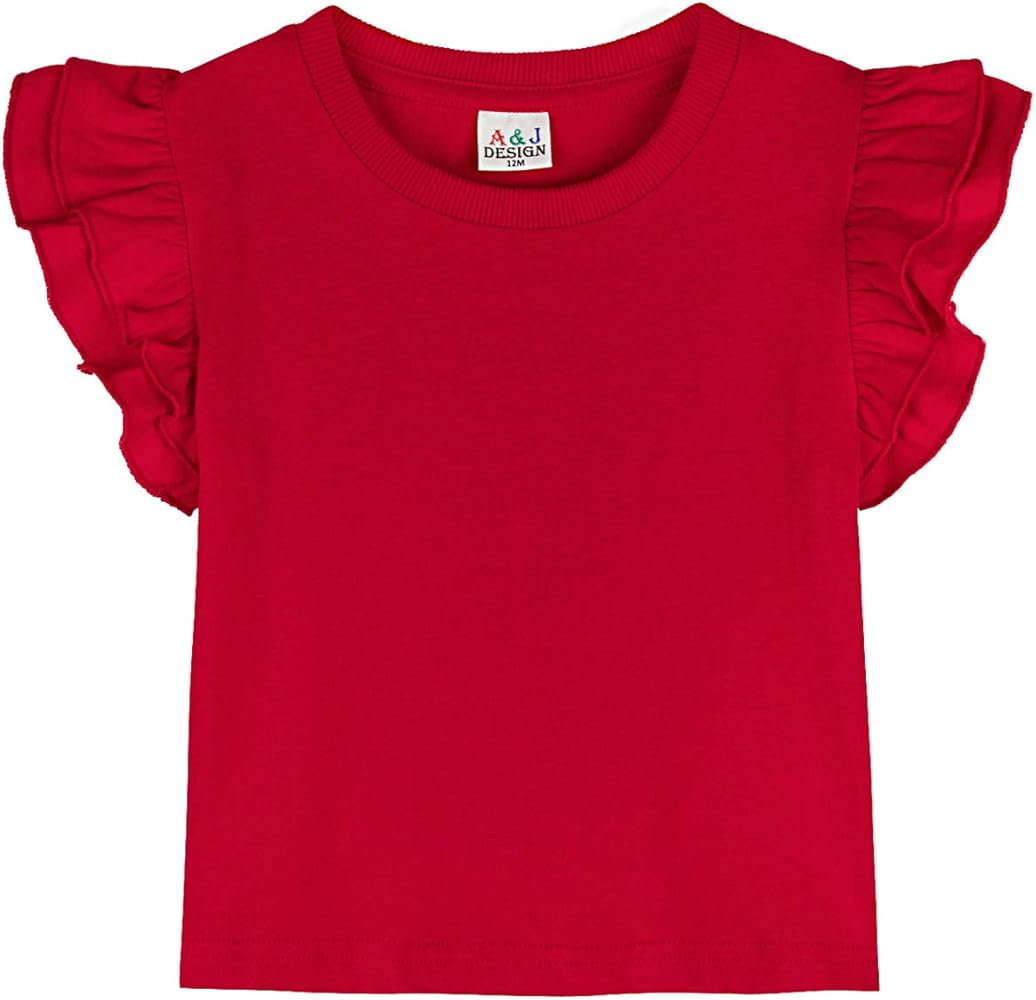 A&J DESIGN Baby & Toddler Girl Ruffle Heavyweight T-Shirts 12M-4T