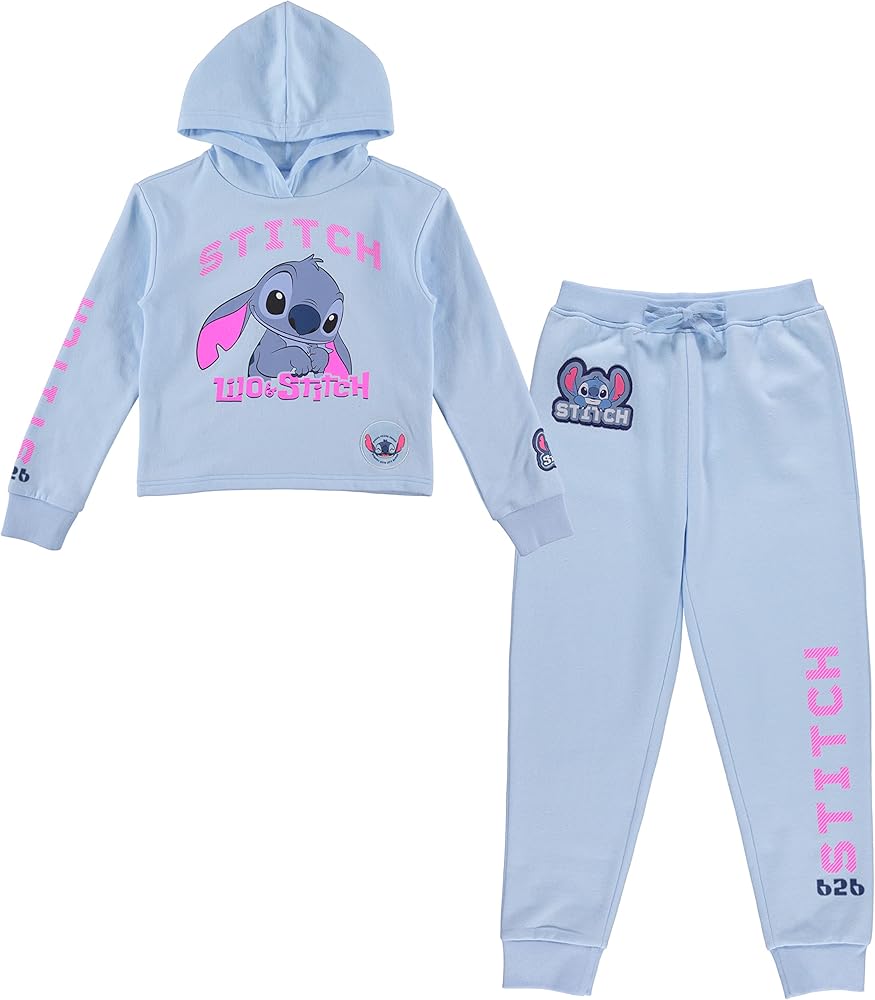 Disney Girls Lilo & Stitch Clothing Set - Stitch Sweatshirt Hoodie and Jogger - 2-Piece Outfit Set - Sizes 4-16