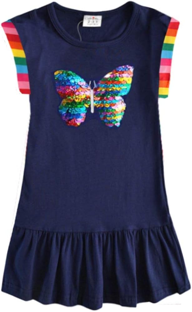 VIKITA Toddler Girls Dresses Short Sleeve Girl Clothes Summer Outfit for Kids 2-12 Years Old