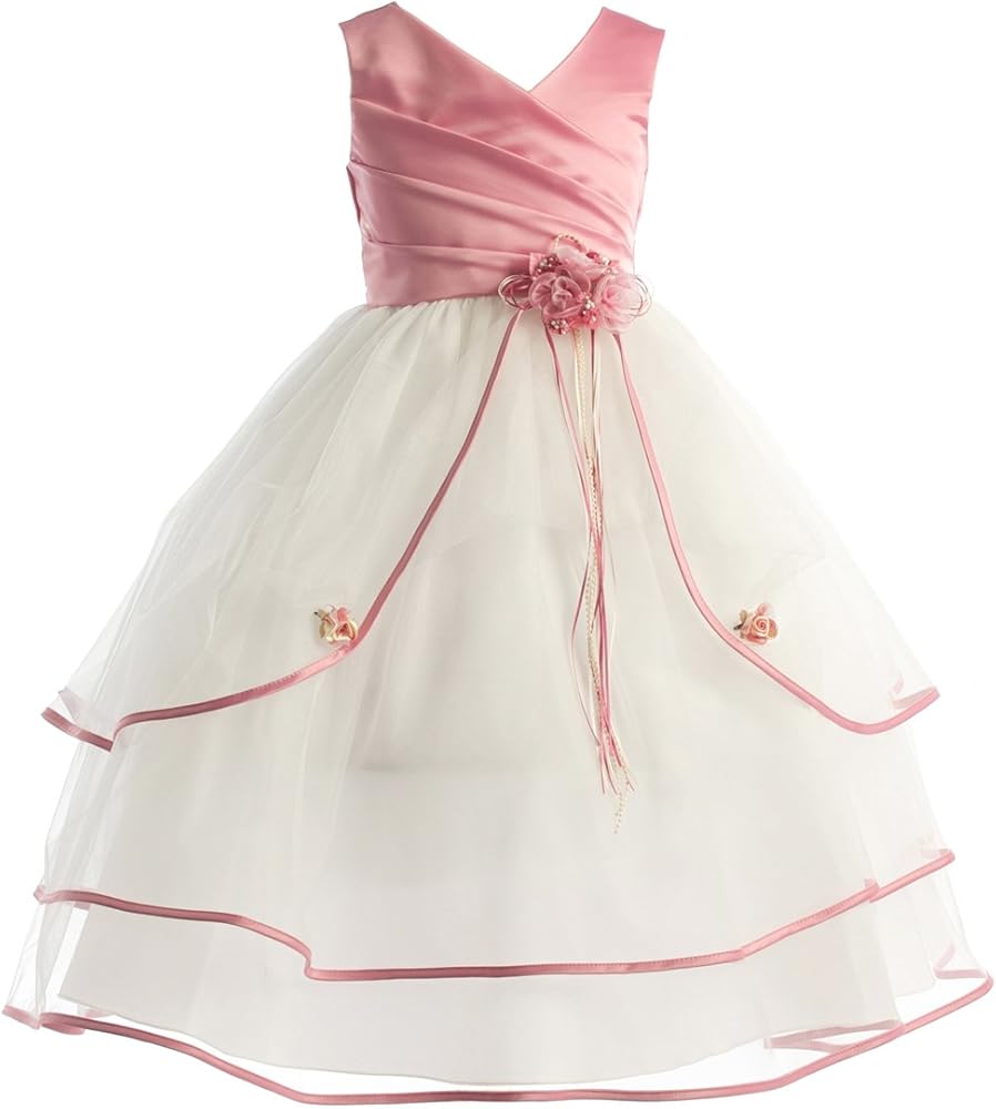 Girls Pleated Satin Special Occasion Flower Girl Dress Sizes 2 To 16