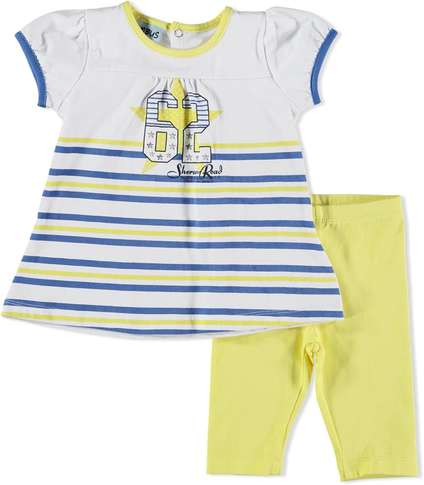 Toddler Girl 2 Piece Set, Short Sleeve Top with Capri Leggings, Fun Graphics, 100% Cotton (24 Months)