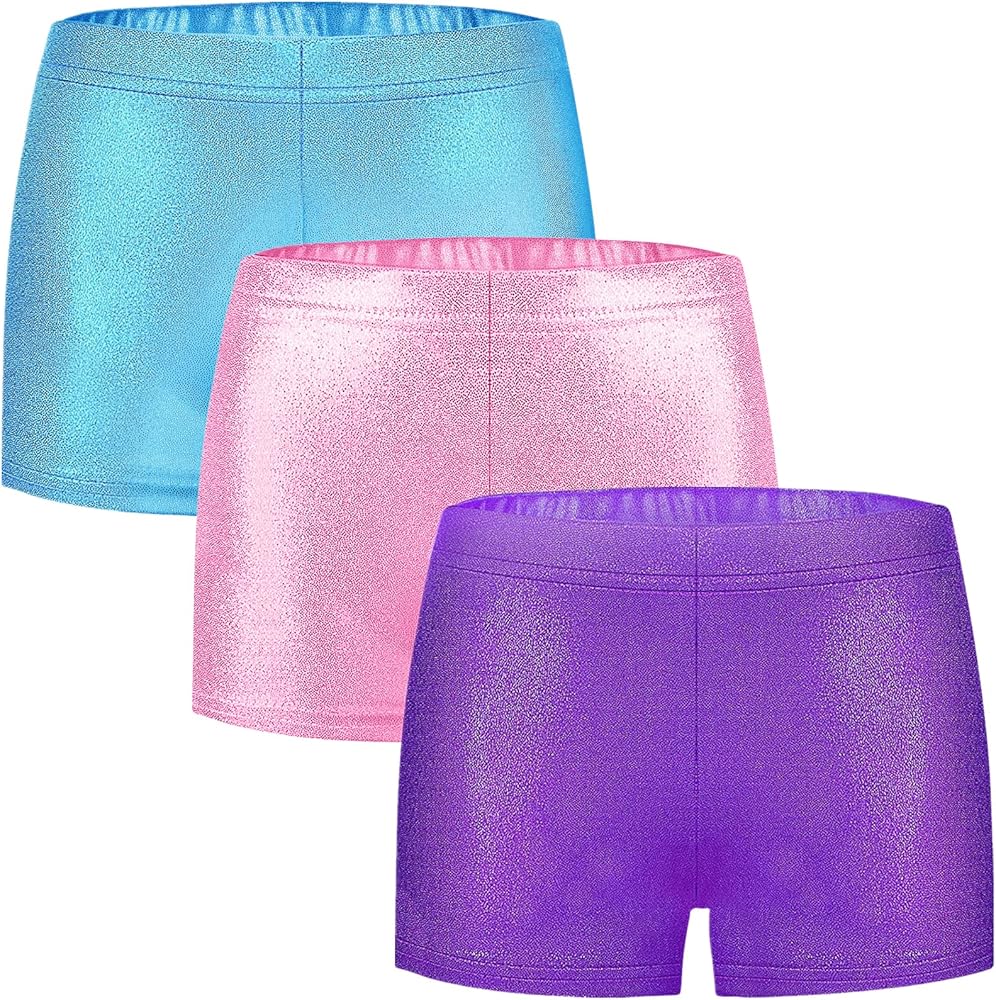 Girls Dance Short for Gymnastics Athletic Shorts Sparkle Glitter Tumbling Bottoms