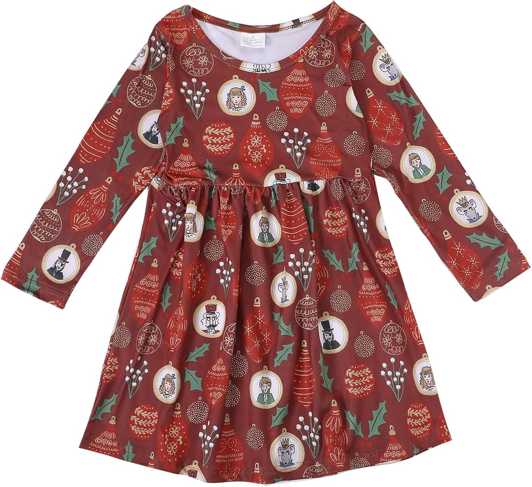 Christmas Halloween Toddler Girls Dress Ballet Dress Twirl Long Sleeve Winter Dress 5-6Y