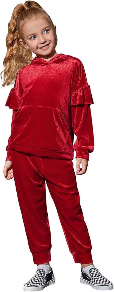 Mirawise Girls 2 Piece Sweatsuit Sweatpants Tracksuit Set Velour Long Sleeve Sweatshirt