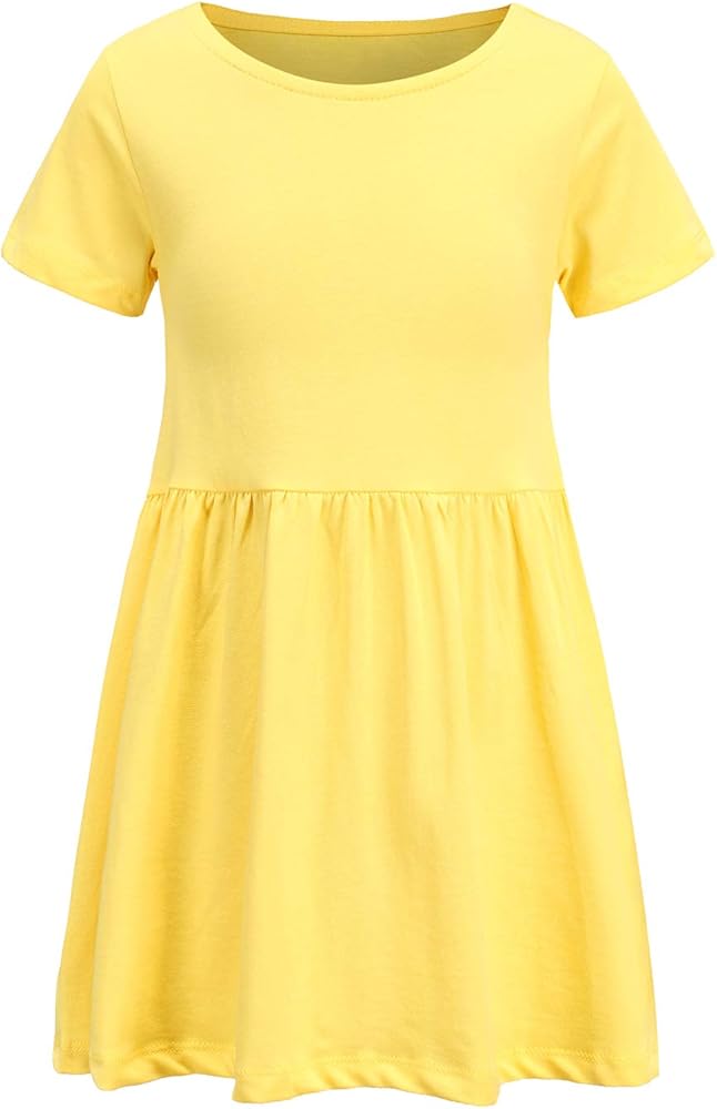 HowJoJo Girls Summer Cotton Dresses Short Sleeve Casual Dress for Girls