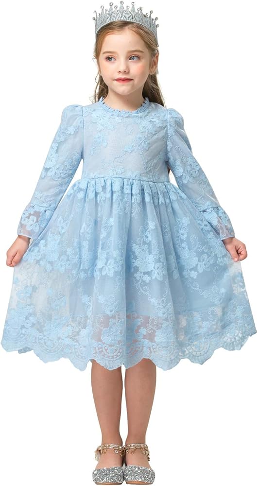 HNXDYY Princess Girl Party Tulle Dress Long Sleeve Vintage Autumnl Winter Clothes