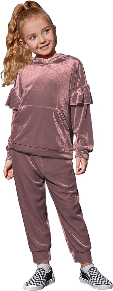 Mirawise Girls 2 Piece Sweatsuit Sweatpants Tracksuit Set Velour Long Sleeve Sweatshirt