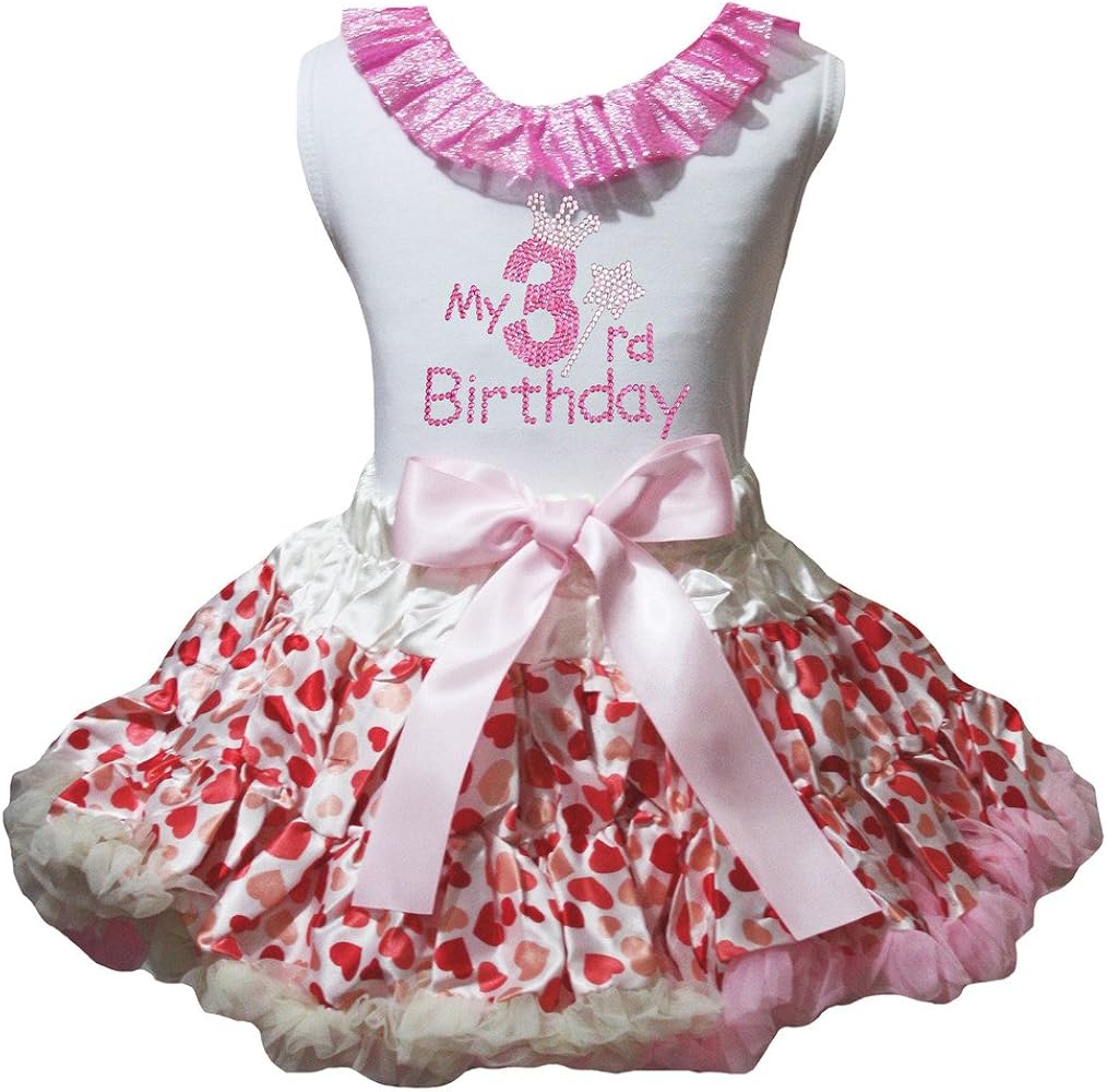 Petitebella My 3rd Birthday White Shirt Beige Hearts Skirt Outfit Set 1-8y