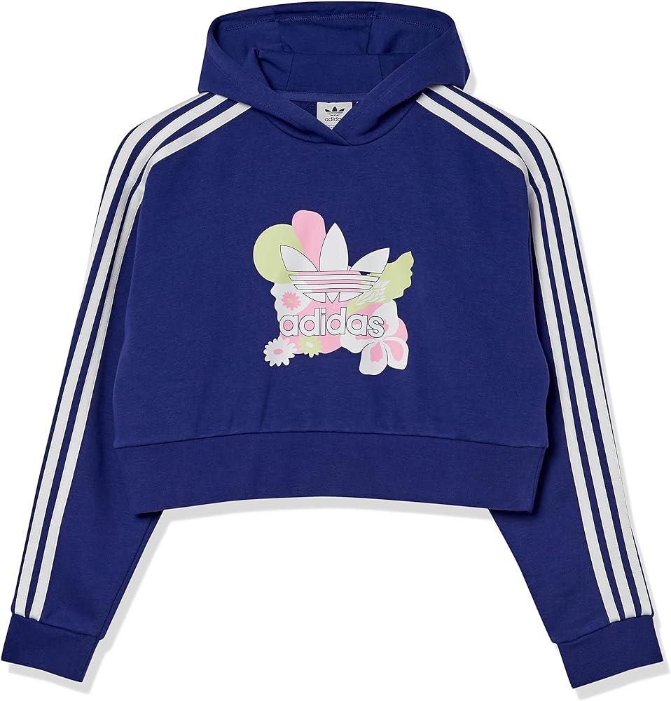 adidas Originals Girls' Flower Printed Cropped Hoodie