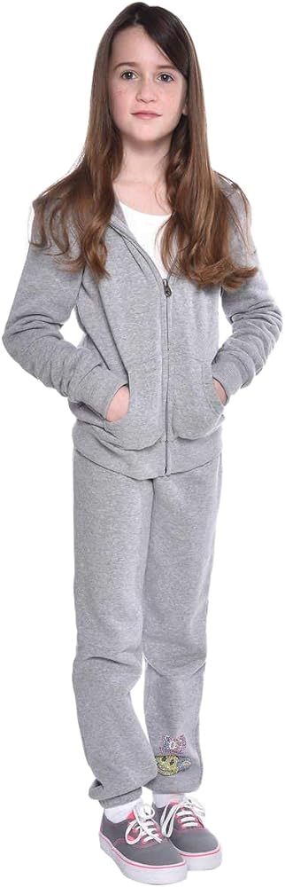 Butter Girls' Jacket/Pants Track Set Super Soft Fleece 2-Piece (Gray, X-Small 3/4)