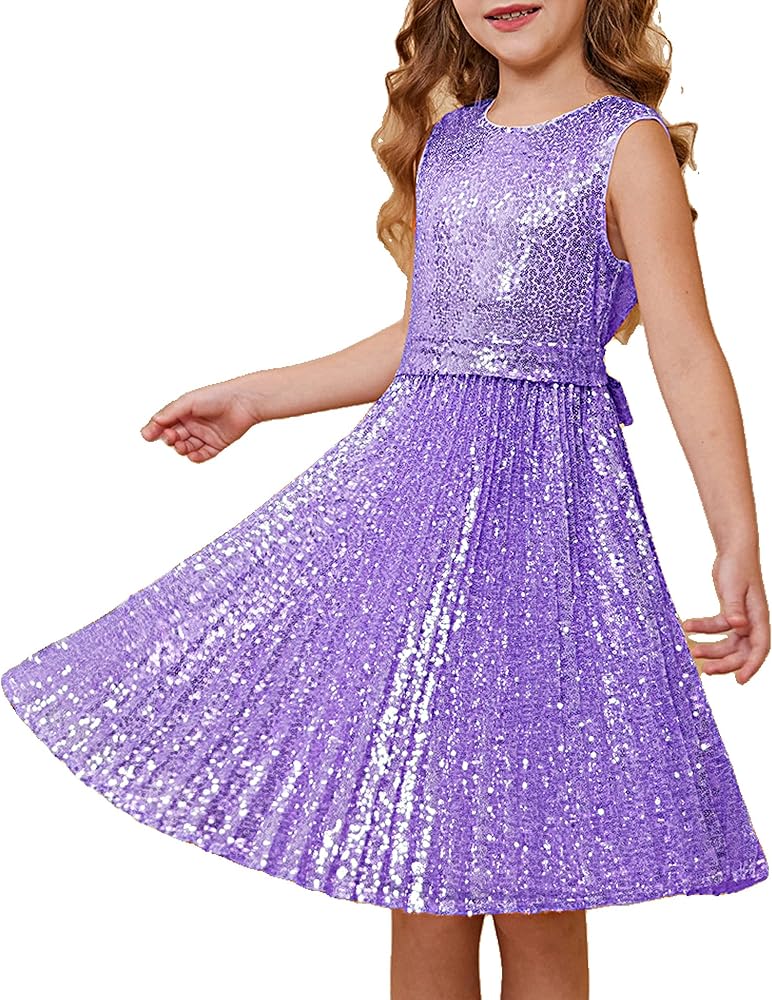 GRACE KARIN Girls Sequin Dress Sleeveless Prom Party Formal Graduations Fancy Tween Girls Dresses Size 5-12