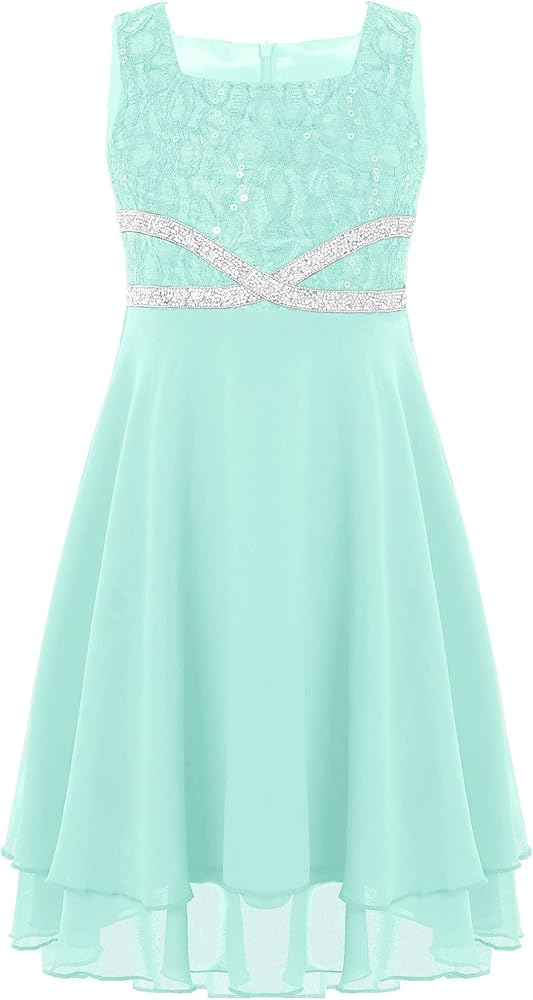 Hularka Kids Girls Sleeveless Chiffon Flower Girl Dress Knotted Waist Wedding Bridesmaid Dress Pageant Ball Gown