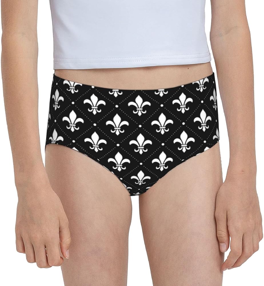 Augenstern Cotton Underwear Black Fleur De Lis Girls'Briefs Soft Underpants