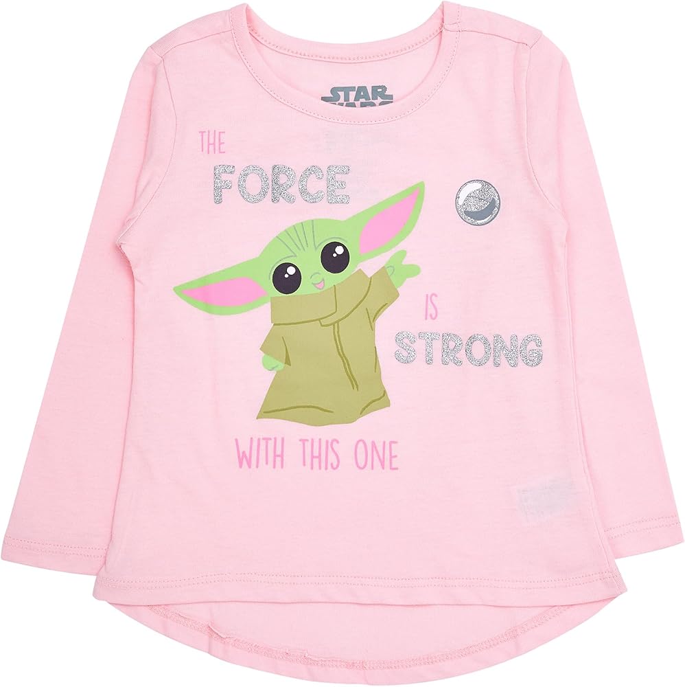 STAR WARS Girls Baby Yoda Tops Raglan T-Shirt Long Sleeve Tee Shirt Casual Clothes