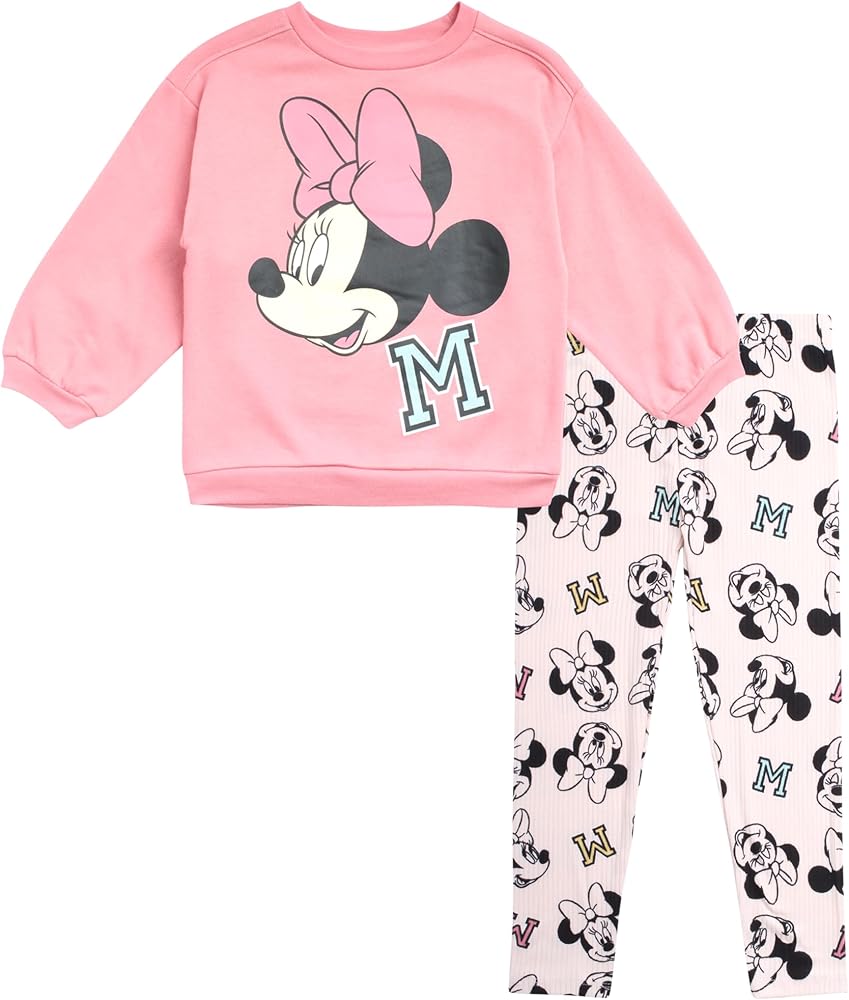 Disney Girls’ Minnie Mouse Fleece Jogger Pants Set – Minnie Mouse Fleece Sweatshirt and Sweatpants (2T-6X)