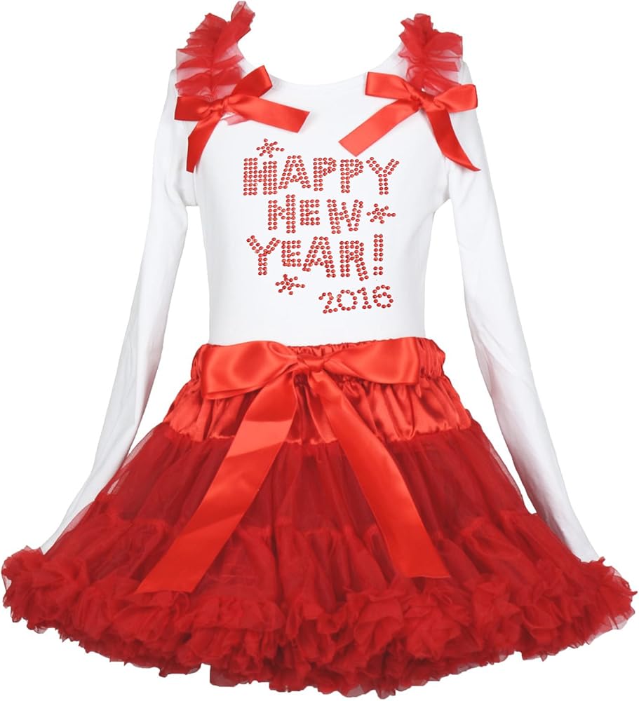 Petitebella Happy New Year 2016 Dress White L/s Shirt Red Skirt Set Girl Clothing 1-8y