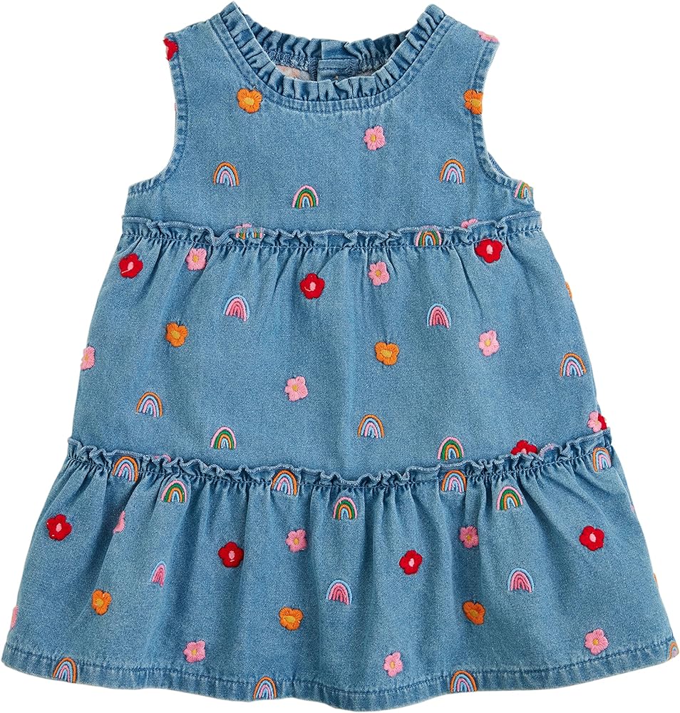 Mud Pie Girls Rainbow Flower Emb Dress