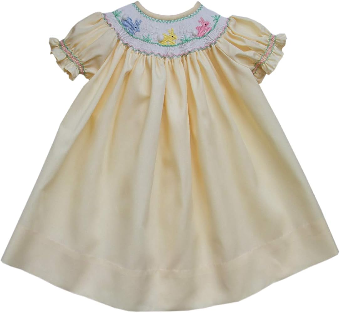 Carouselwear Girls Easter Dresses for Infant Baby, Toddlers, Hand Smocked Easter Bunny