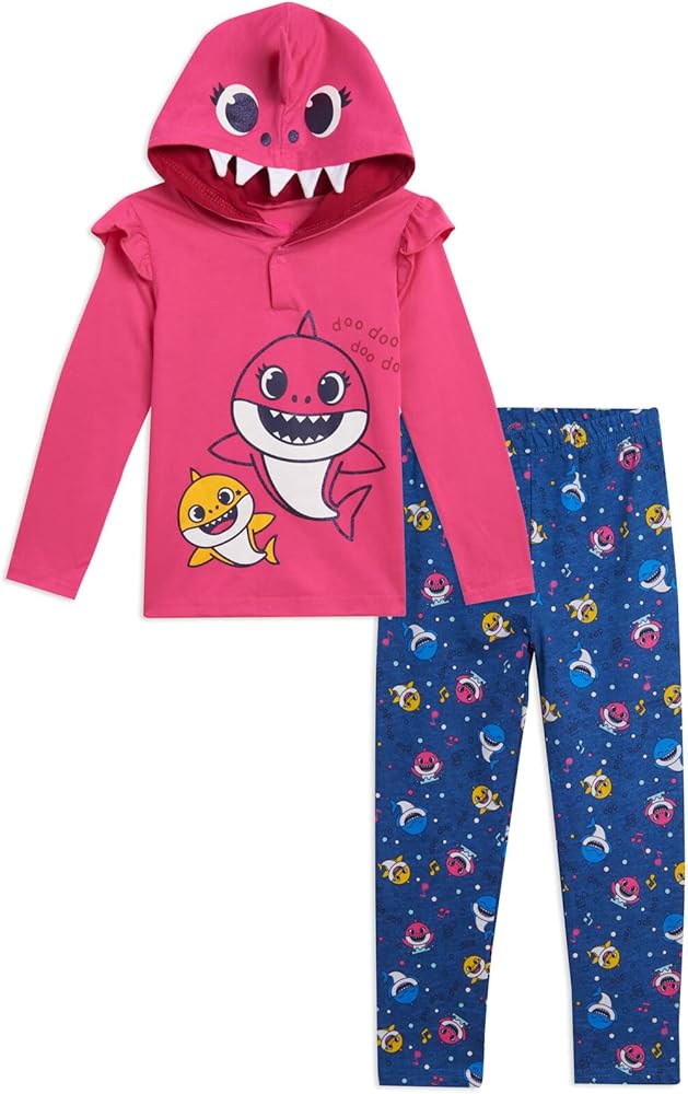 Pinkfong Baby Shark Girls Pullover Cosplay Hoodie Legging Newborn to Little Kid