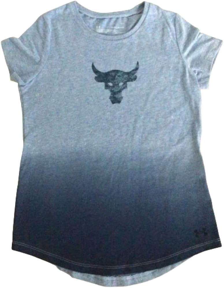 Under Armour Girls HeatGear Project Rock Graphic Tee Shirt Small (Blue (591))