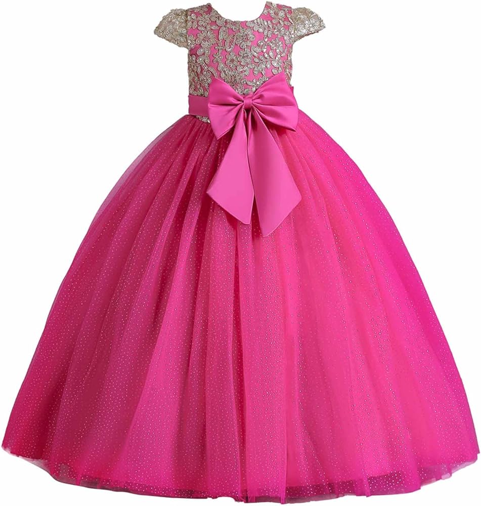 Girls princess pageant dress kids prom ball gowns cap sleeve sleeveless wedding party flower tulle dresses