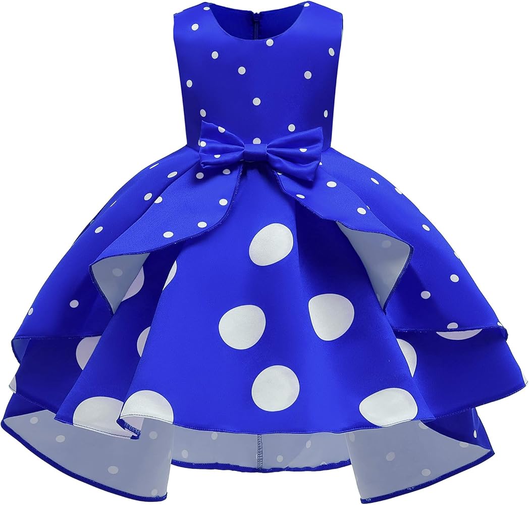 JerrisApparel Flower Girl Dress Polka Dot Birthday Party Wedding Pageant Dress