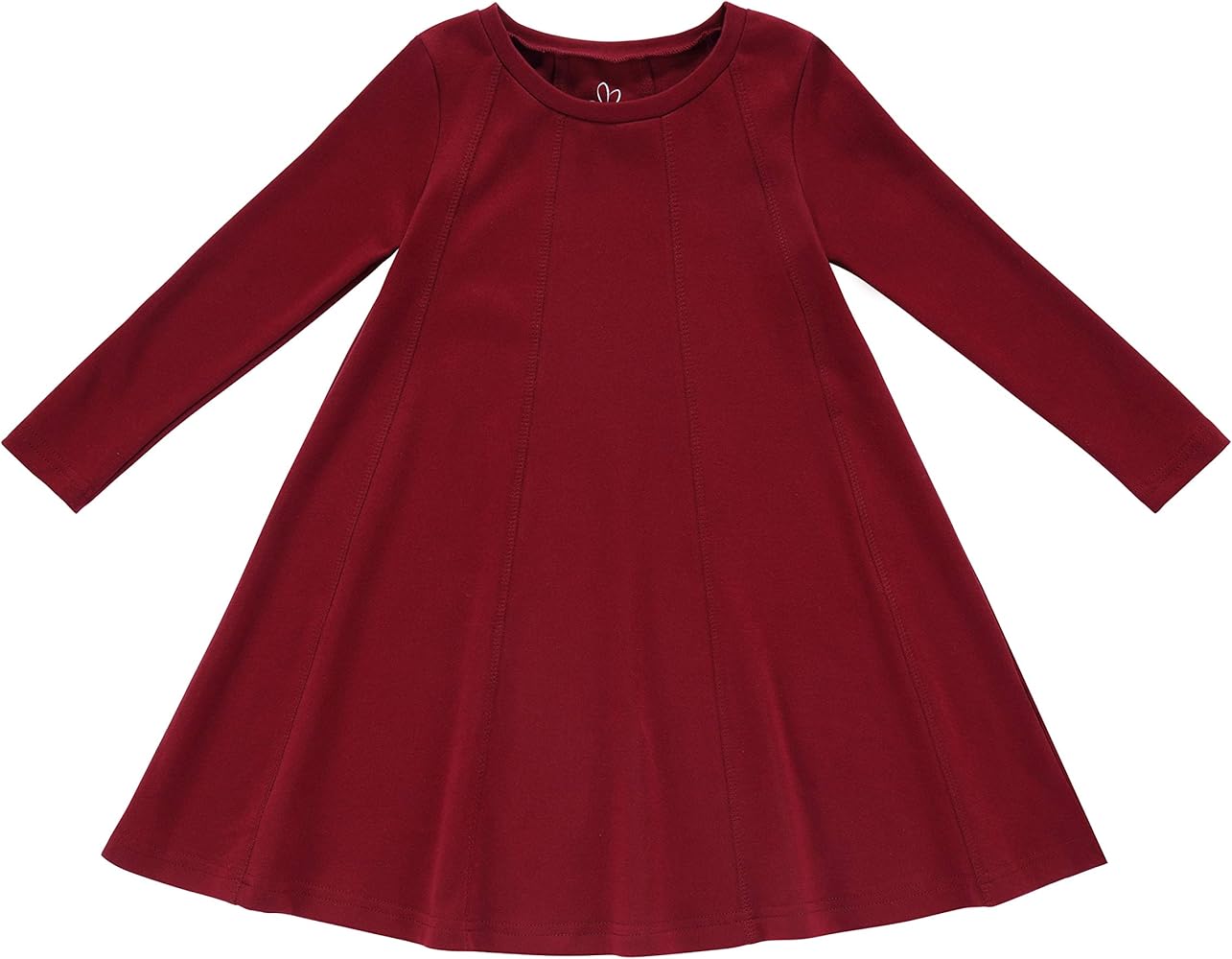 Girls Basic Casual Soft Cotton A-line Trapeze Dress