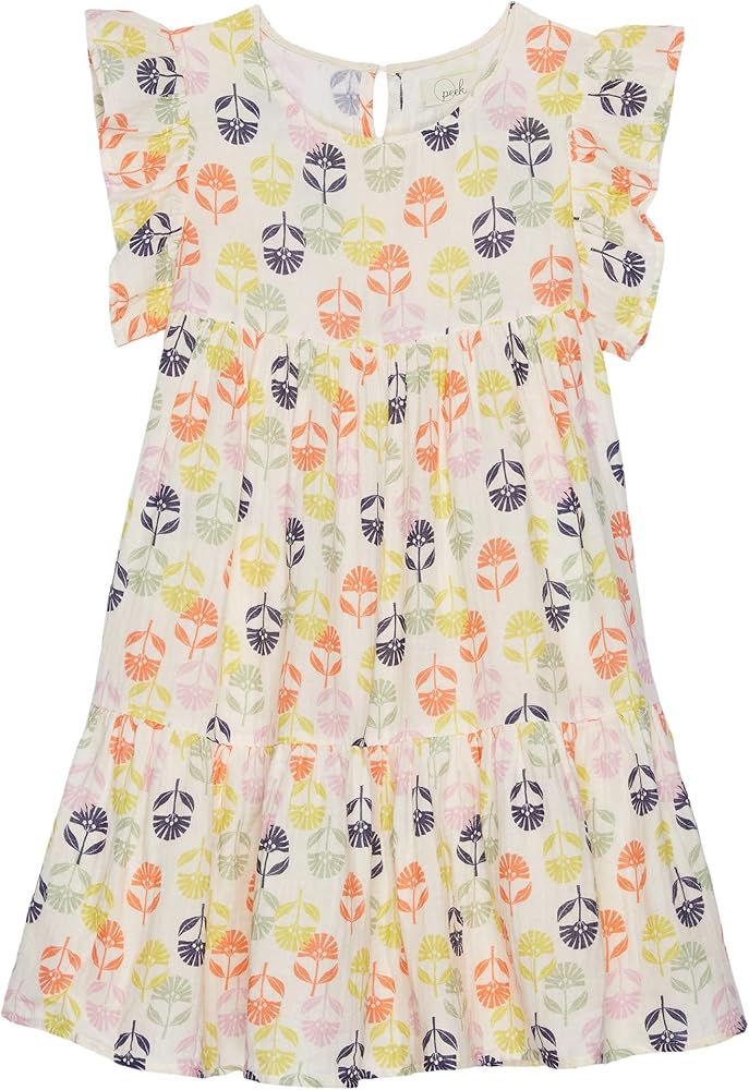 PEEK Girl's Folk Flower Print Dress with Shine (Toddler/Little Kids/Big Kids) Print 3T (Toddler)