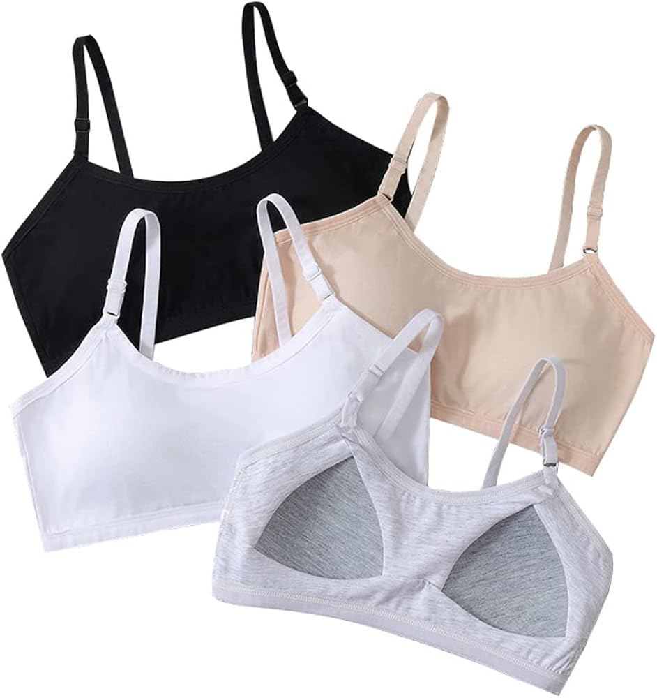 Teen Girls' Training Bra Seamless Cotton Cami Wireless Bras Elastic