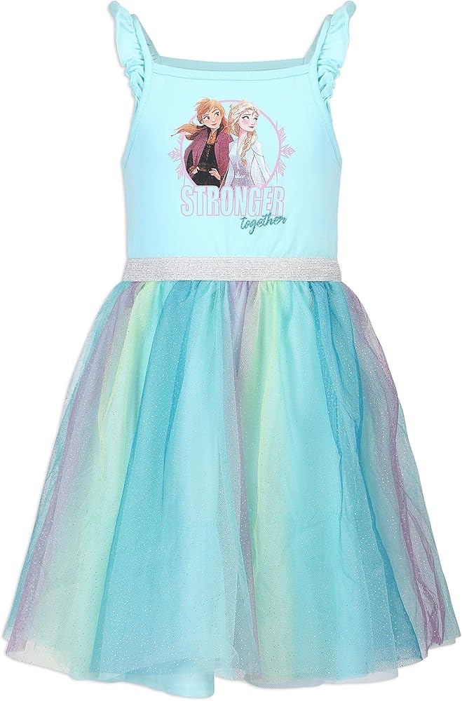 Disney Frozen Elsa and Anna Girls Sleeveless Tutu Dress for Toddlers, Little, and Big Kids – Blue