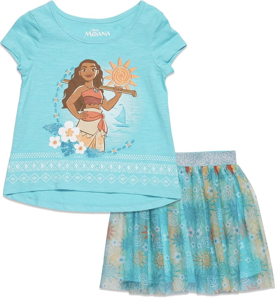 Disney Moana Girls Graphic T-Shirt and Skirt Toddler to Big Kid