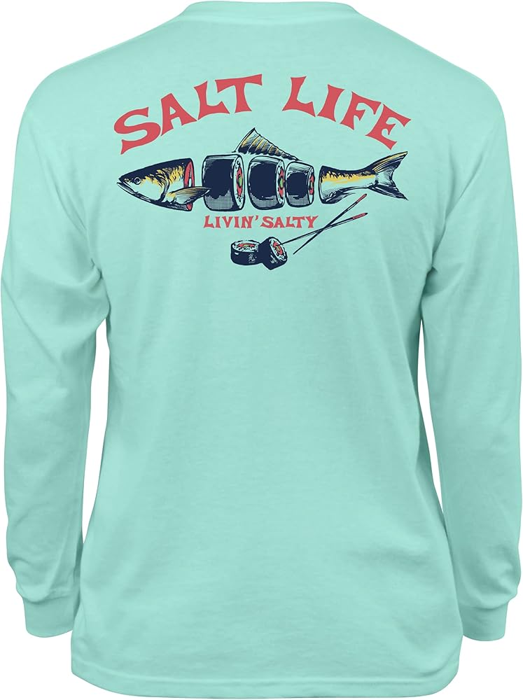 Salt Life Youth Salty Sushi Long Sleeve Tee, Aruba Blue, Large