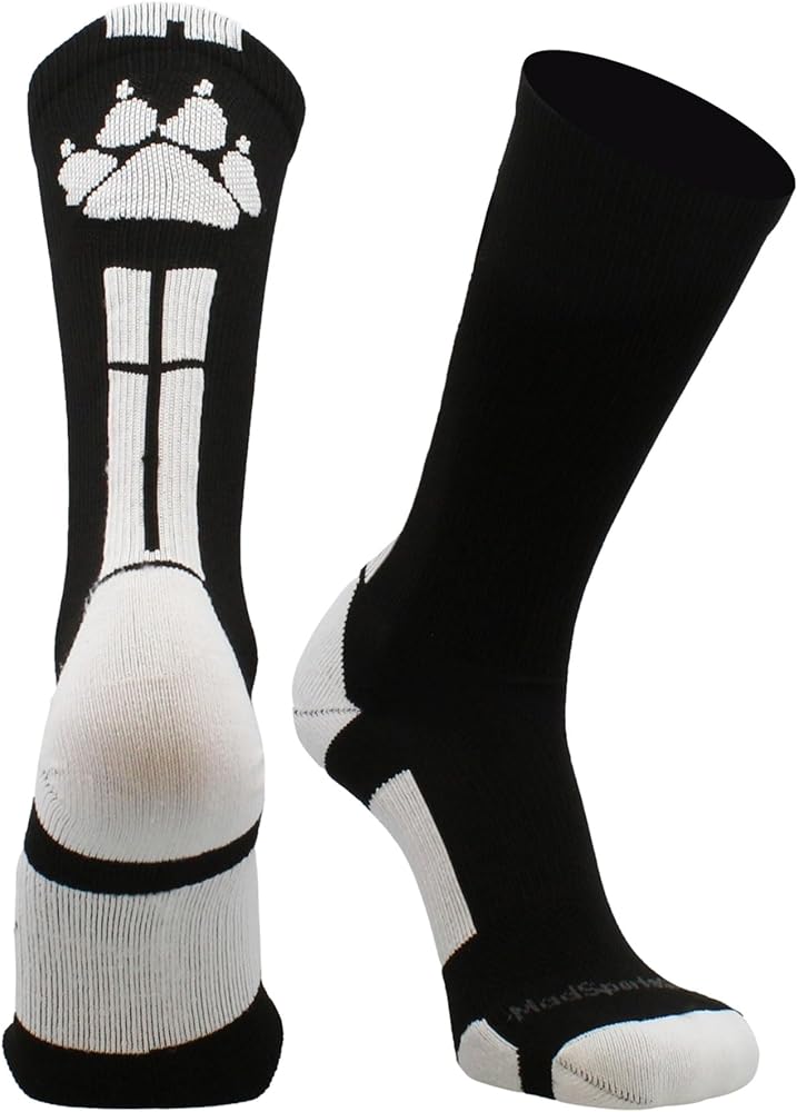 MadSportsStuff Wild Paws Athletic Crew Socks for Football Volleyball for Boys and Girls