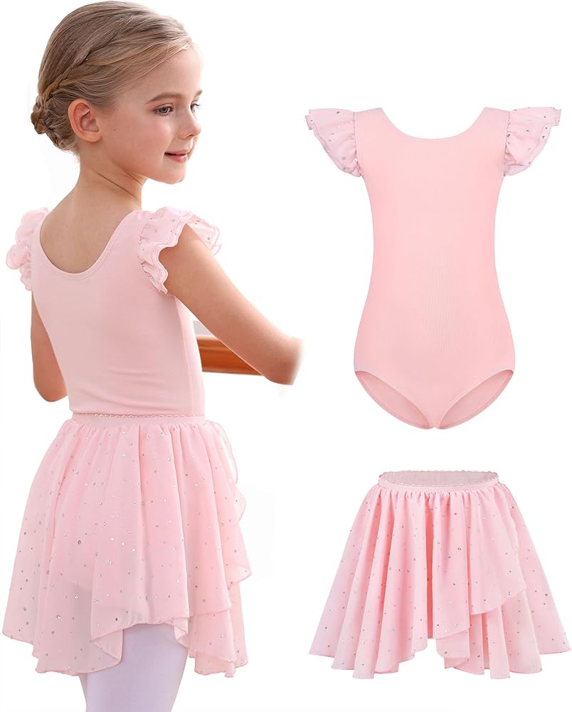 MdnMd Long Skirt Ballet Dance Leotards for Toddler Girls Ballerina Outfit Dress