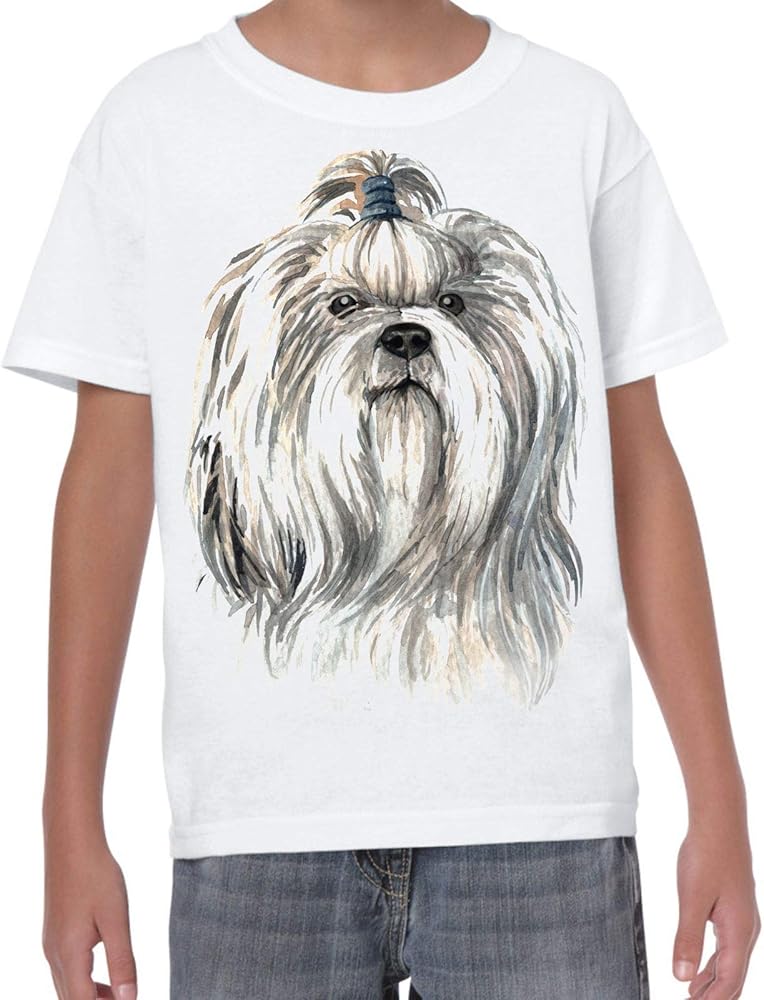 Shih Tzu Portrait Cute Dog Lovers Gift Kids T-Shirt