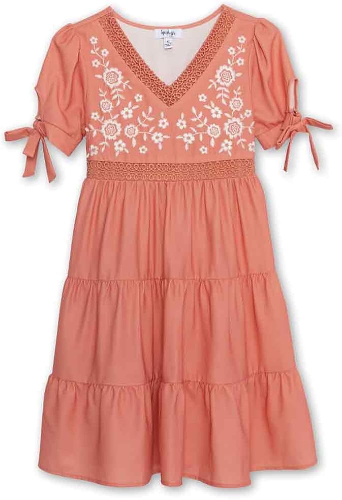 Speechless Girls' Short Sleeve Embroidered Dress