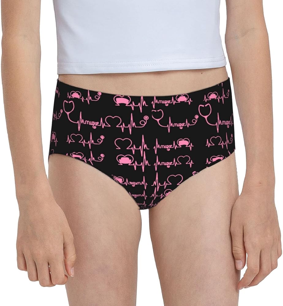 Augenstern Cotton Underwear Nurses Heartbeat Girls'Briefs Soft Underpants