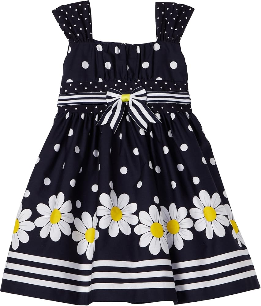 Bonnie Jean Little Girls' Daisy Print Dress, Navy, 2T