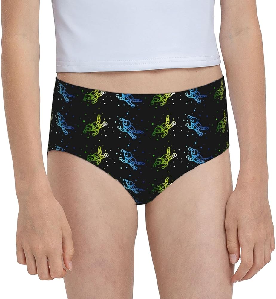 Augenstern Cotton Underwear Astronout Swimming Blue Green Girls'Briefs Soft Underpants