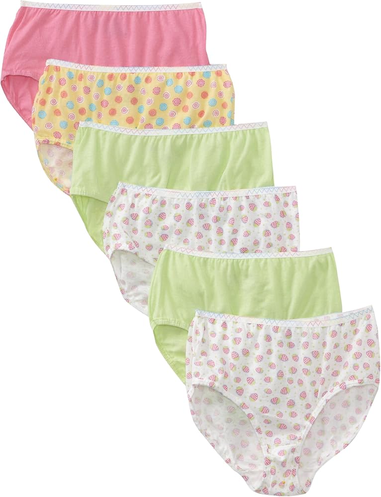 Fruit of the Loom Little Girls' Girls' Wardrobe Cotton Brief (Pack of 6)