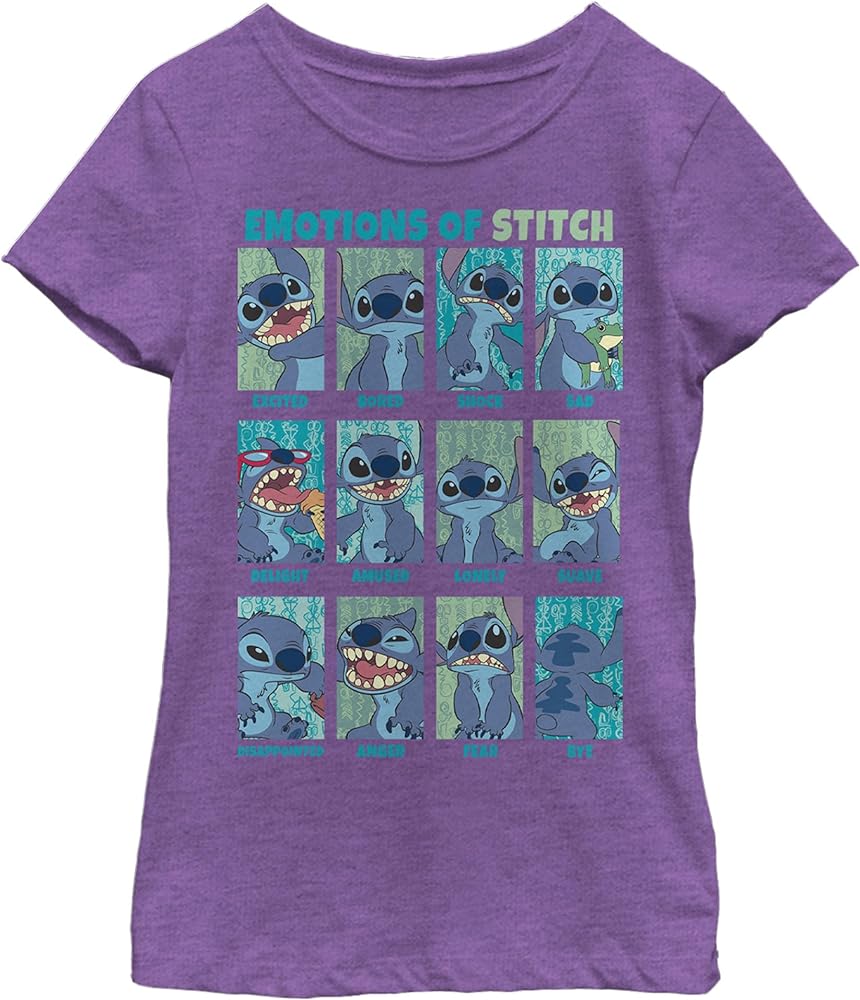 Disney Lilo Stitch Emotion Girl's Heather Crew Tee