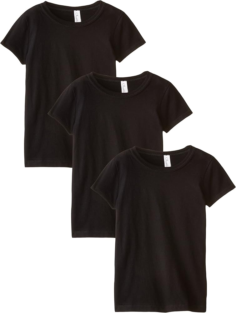 Clementine Apparel Girl's 3 Pack Short Sleeve T Shirts Crew Neck Casual Soft Tees Top - Sizes 3-16