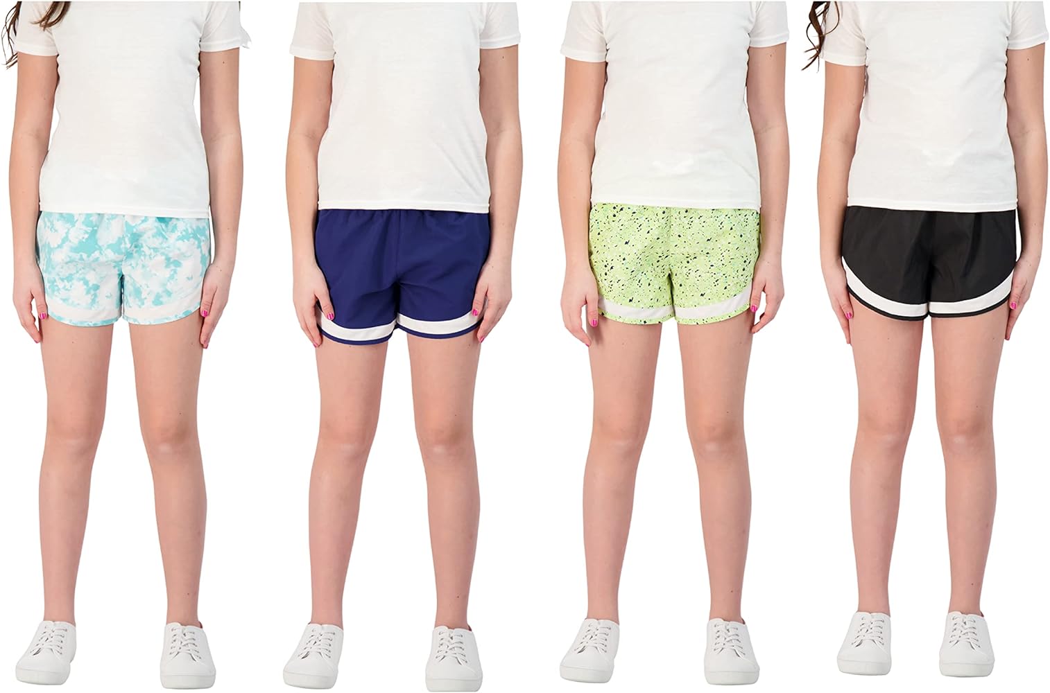 Hind Kids Girls 4-Pack Athletic and Running Activewear Shorts