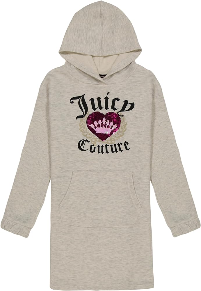 Juicy Couture Girls' Hooded Long Sleeve Fleece Sweatshirt, Full-Zip and Pullover Hoodie, Pockets & Ribbed Cuffs