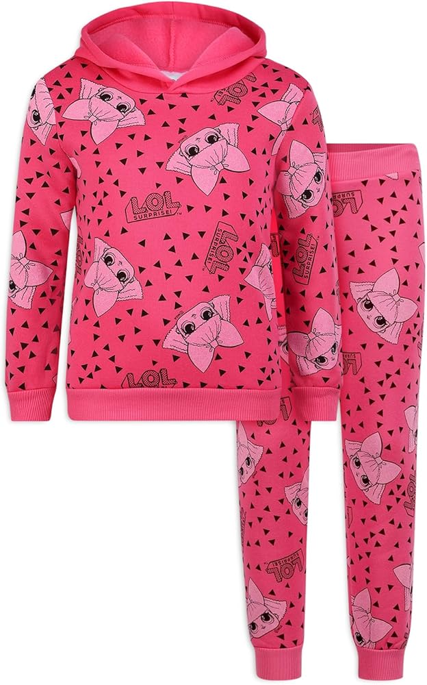 L.O.L. Surprise! Diva Girls 2 Piece Pullover Hoodie and Pant Sets for Little and Big Kids – Pink