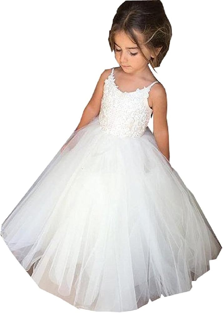 PLwedding Flower Girls Lace Tulle Ball Gowns First Communion Dresses