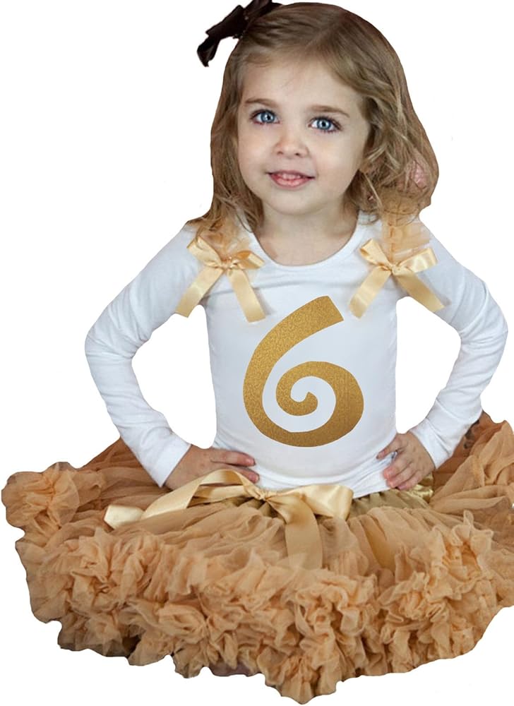 Petitebella Birthday Dress Gold 6th White L/s Shirt Goldenrod Skirt Set Girl Clothing 1-8y