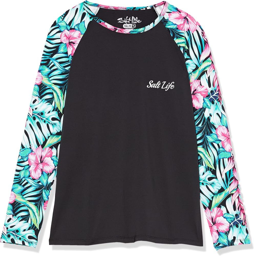 Salt Life Girl's Blue Hawaiian Youth Long Sleeve Performance Shirt