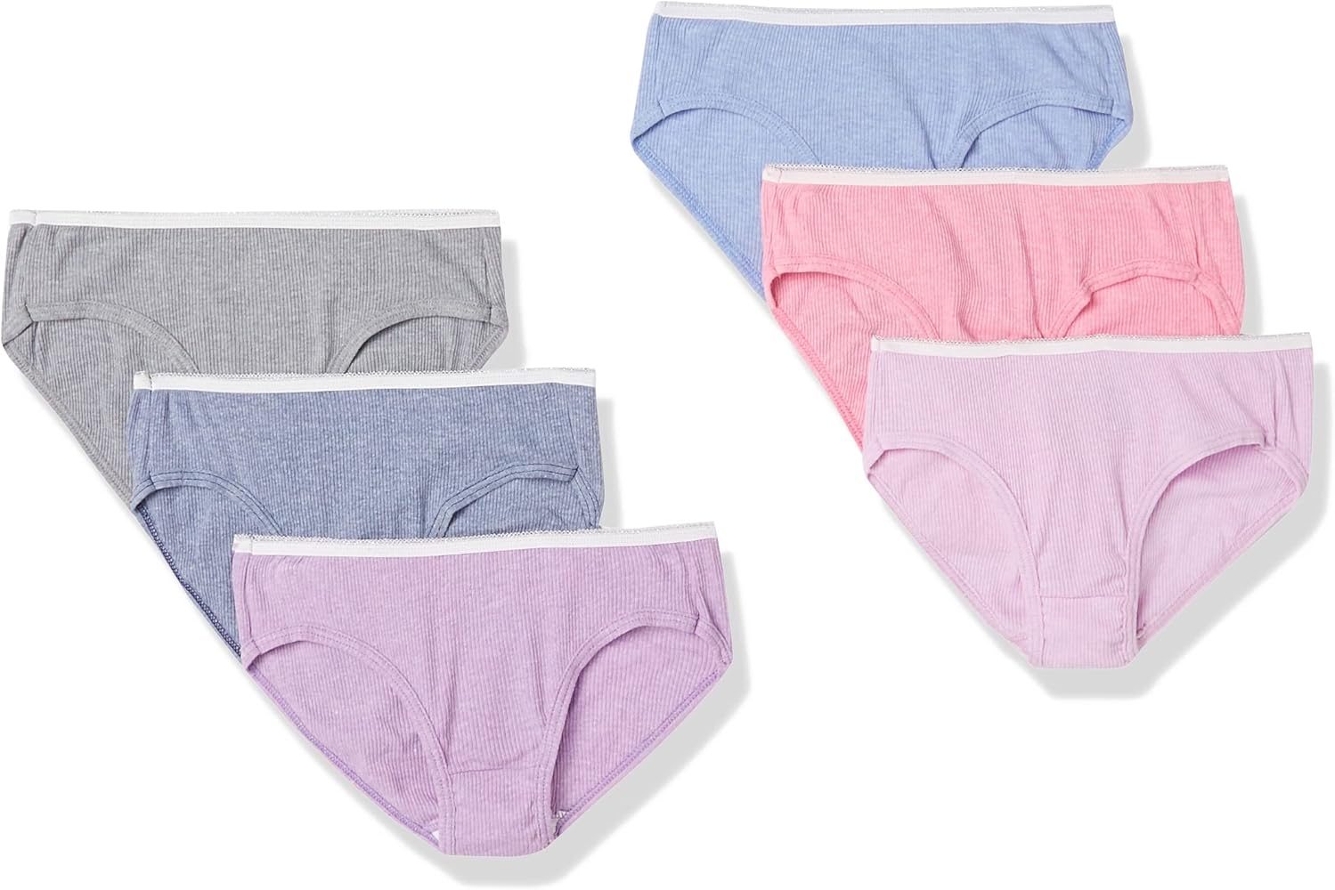 Hanes Girls' Underwear, Ribbed Moisture-Wicking Tagless Panties, Hipster & Brief, 6-Pack