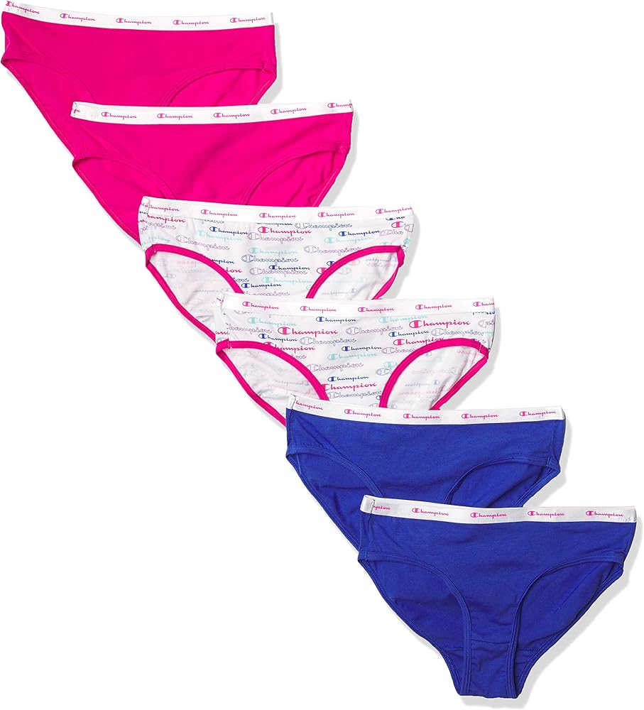 Champion Girls' Hipster Panty 6-Pack, Assorted, Small